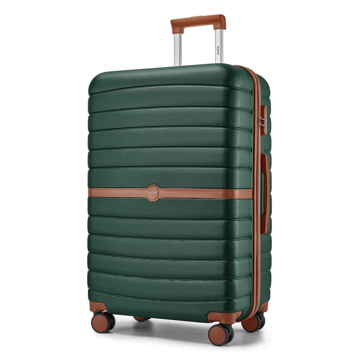 Kono ABS+PC Striped Design with Colour-Block Details Suitcase