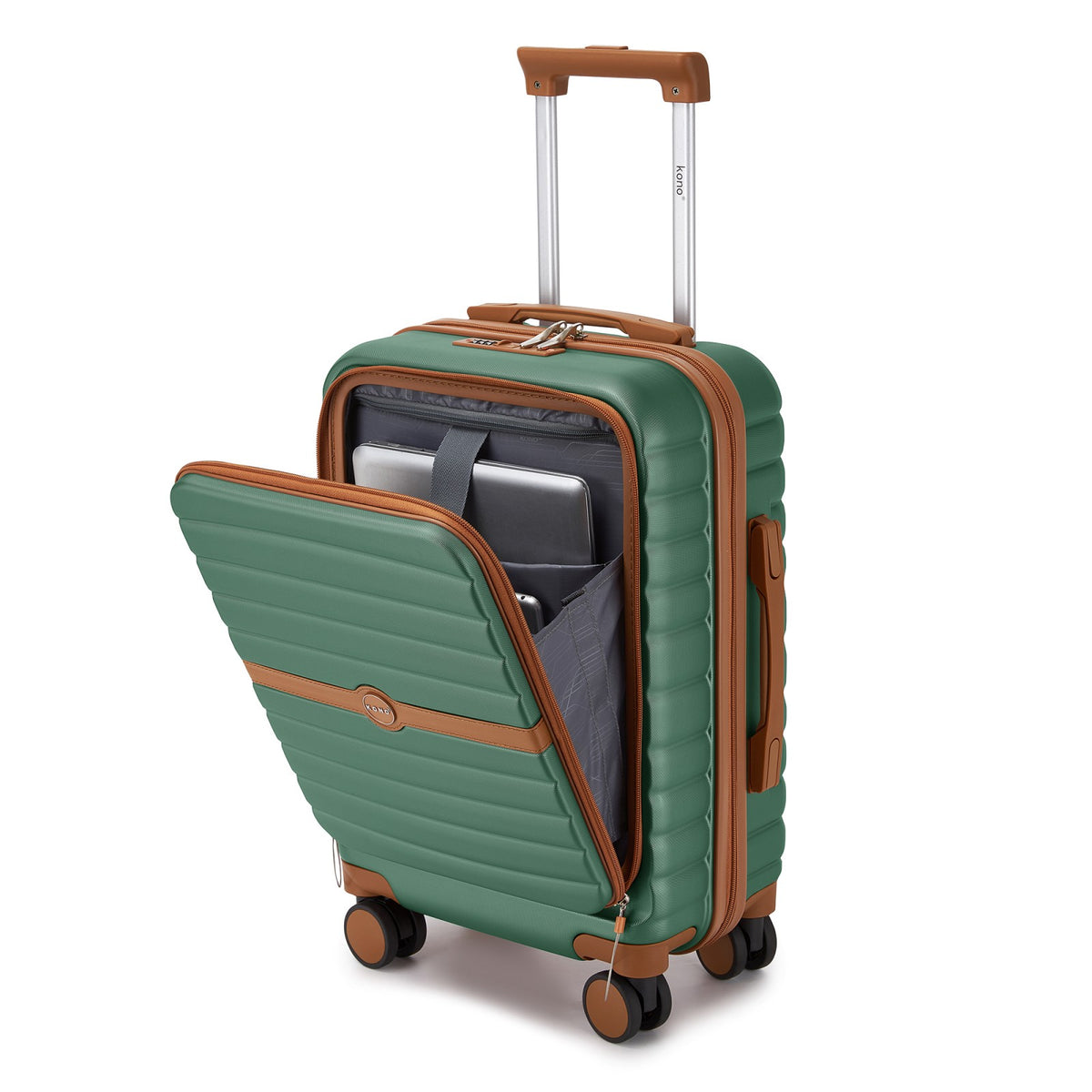 Kono ABS+PC Striped Design with Colour-Block Details Suitcase