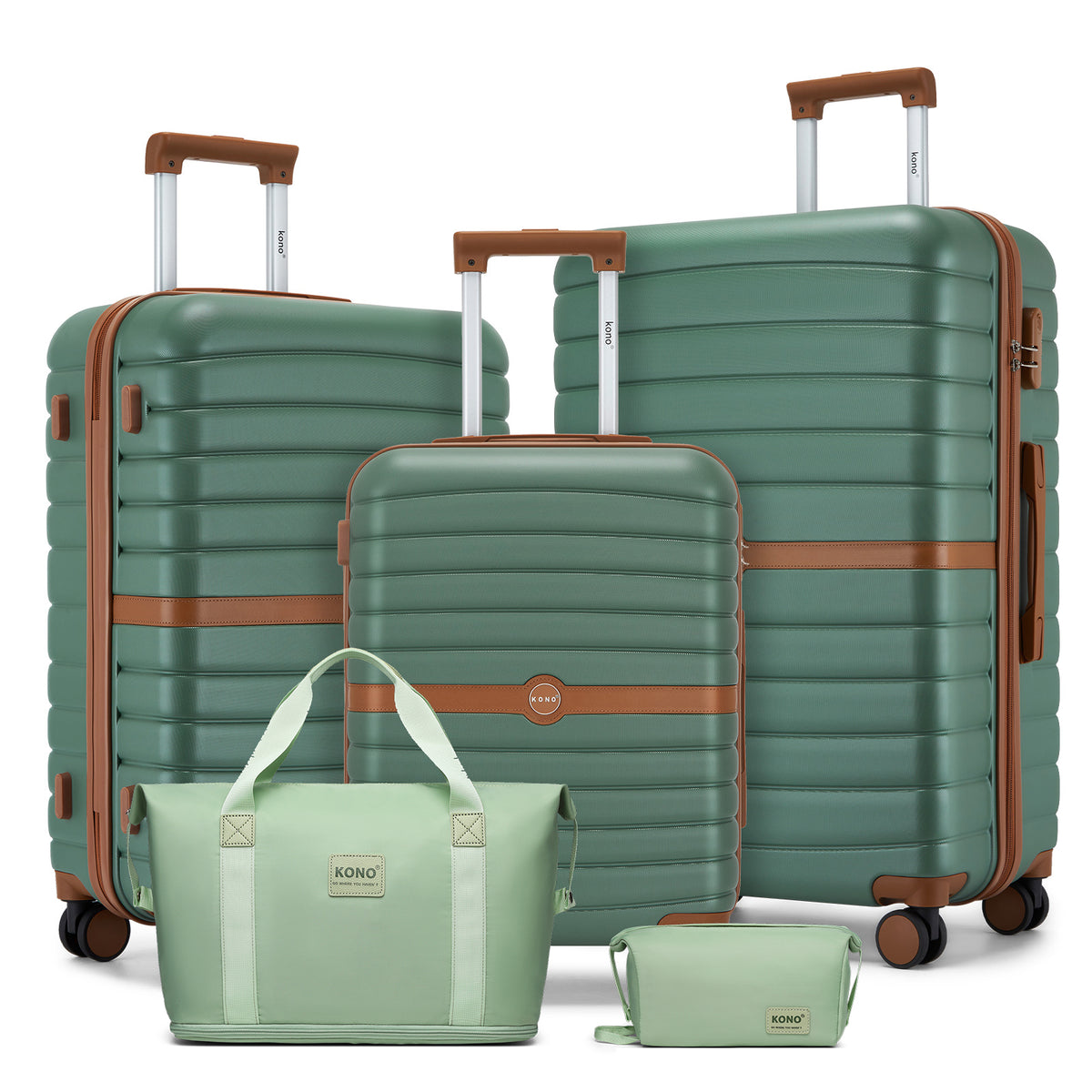 Kono ABS+PC Hard Shell Suitcase with Travel Bag & Toiletry Pouch