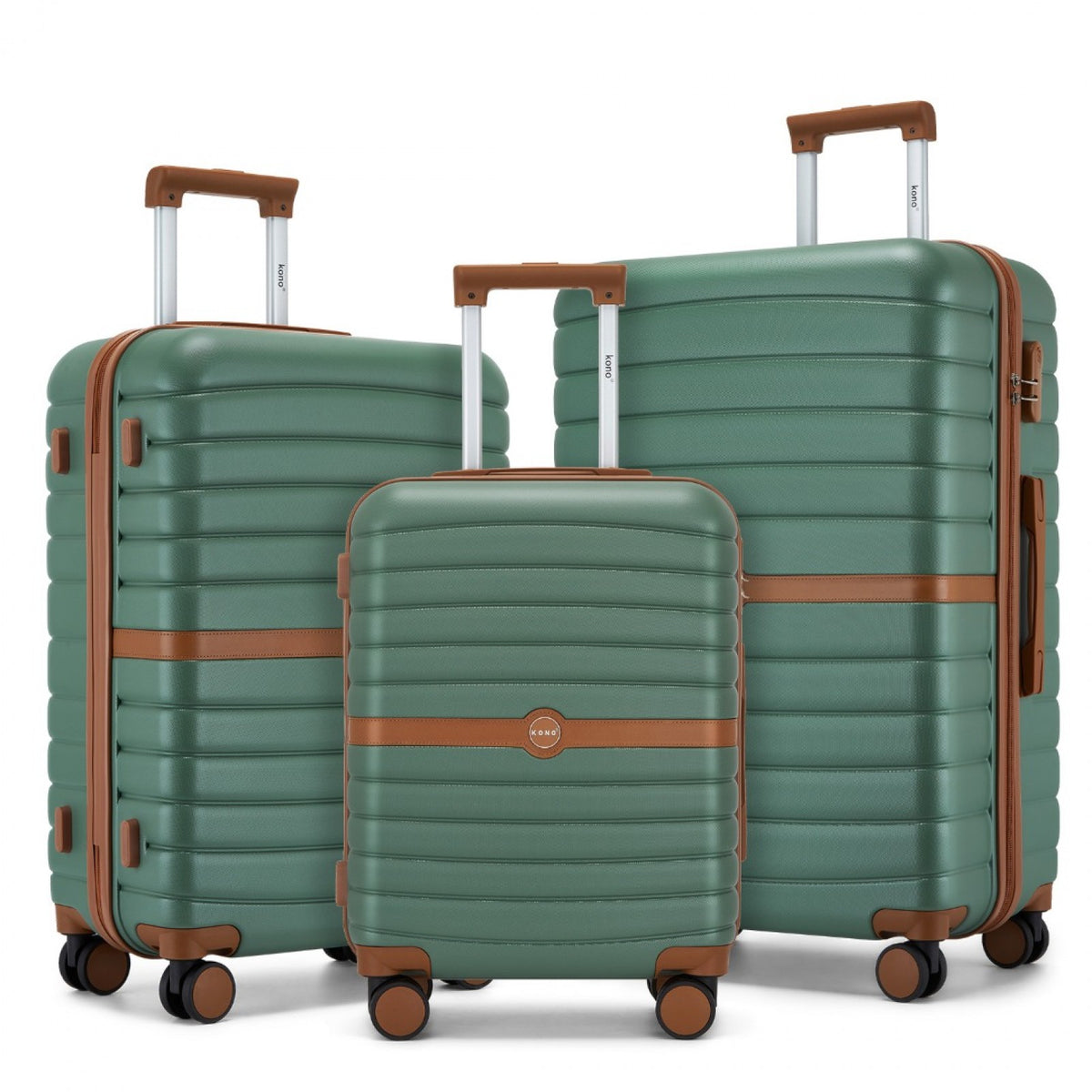Kono ABS+PC Striped Design with Colour-Block Details Suitcase