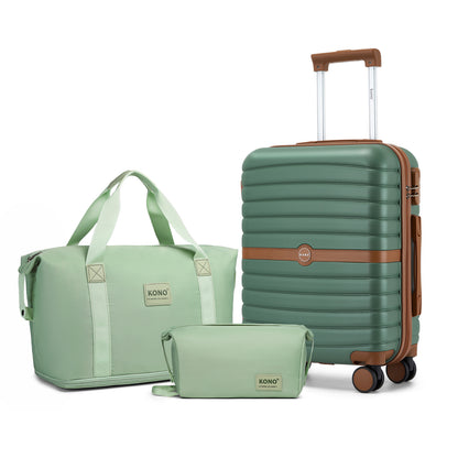 Kono ABS+PC Hard Shell Suitcase with Travel Bag & Toiletry Pouch