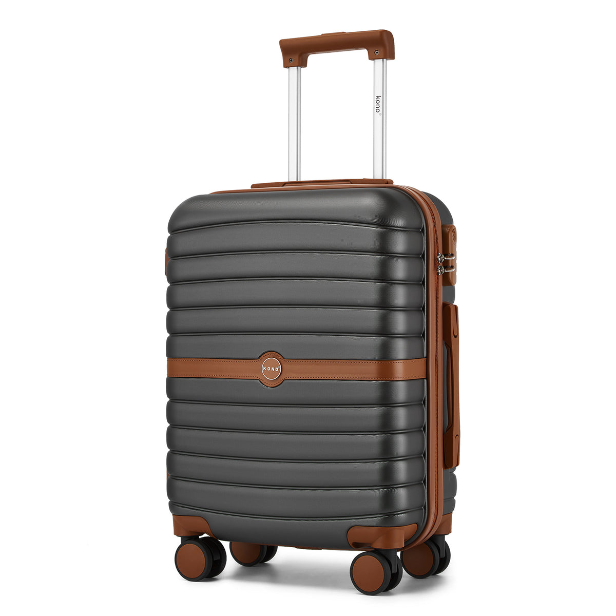 Kono ABS+PC Striped Design with Colour-Block Details Suitcase