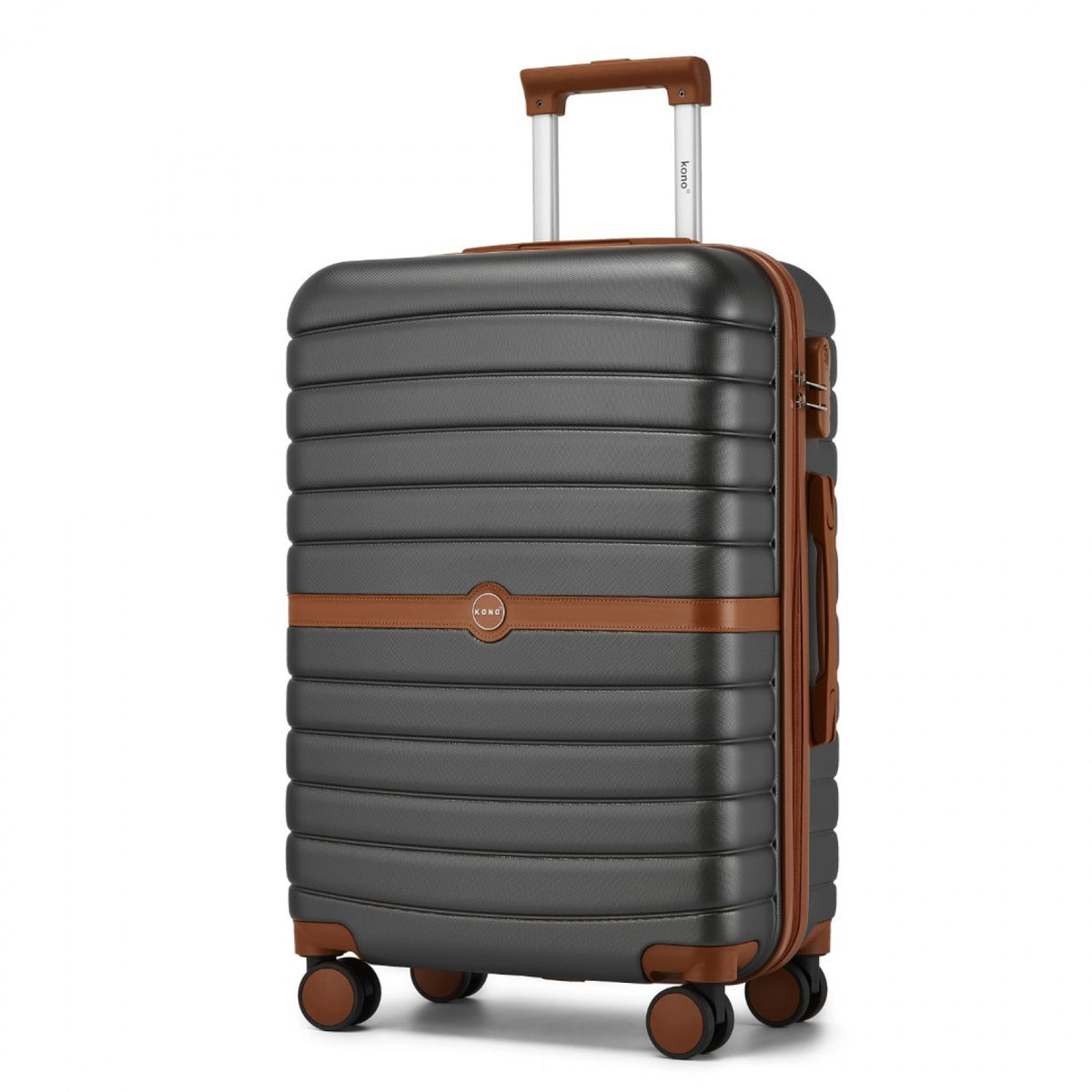 Kono ABS+PC Striped Design with Colour-Block Details Suitcase