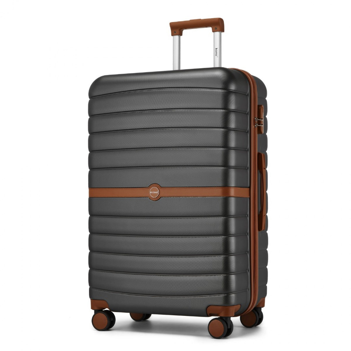 Kono ABS+PC Striped Design with Colour-Block Details Suitcase