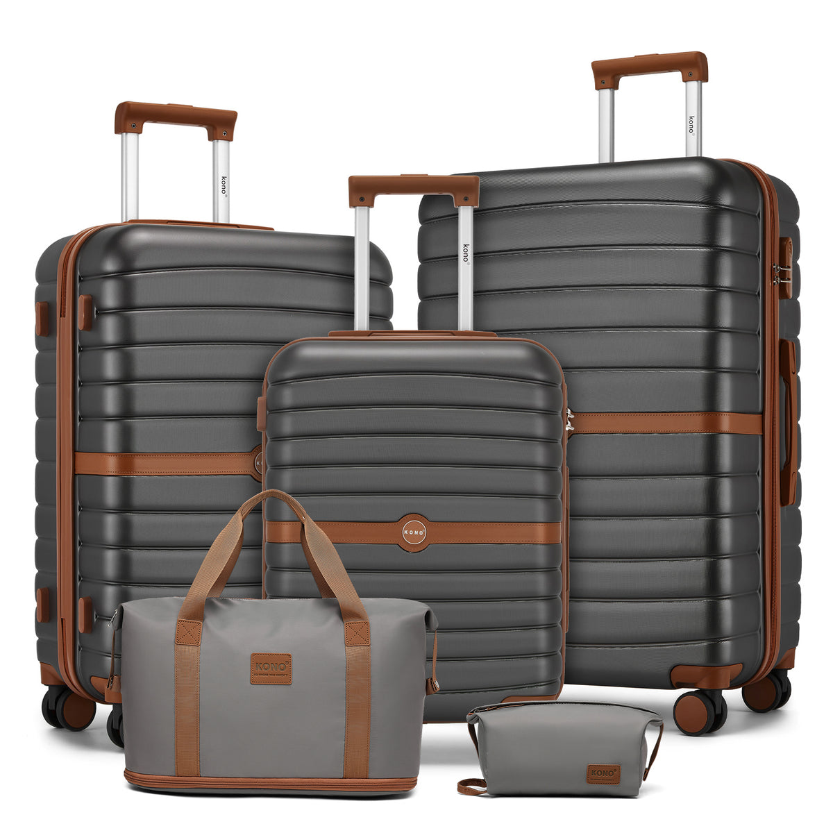 Kono ABS+PC Hard Shell Suitcase with Travel Bag & Toiletry Pouch