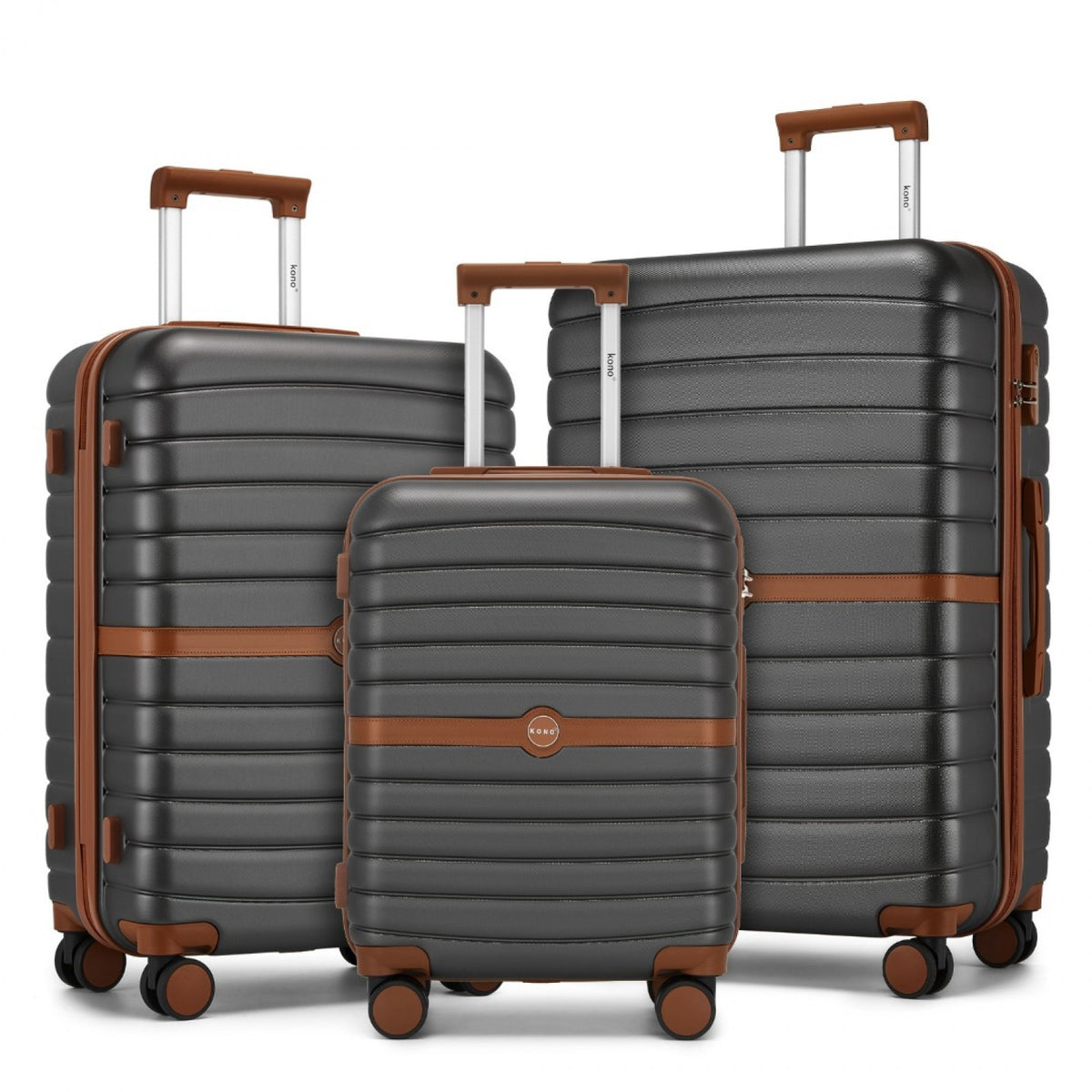 Kono ABS+PC Striped Design with Colour-Block Details Suitcase