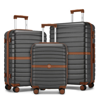 Kono ABS+PC Striped Design with Colour-Block Details Suitcase