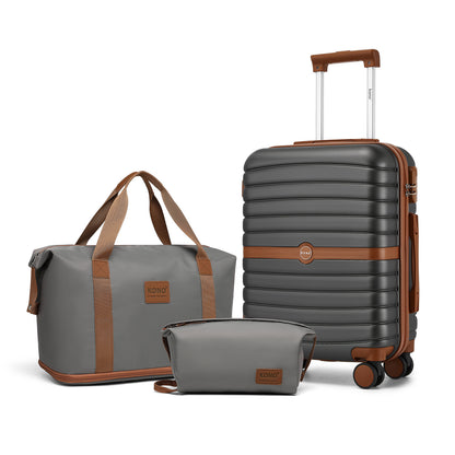 Kono ABS+PC Hard Shell Suitcase with Travel Bag & Toiletry Pouch