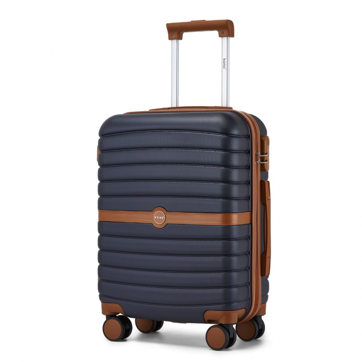 Kono ABS+PC Striped Design with Colour-Block Details Suitcase