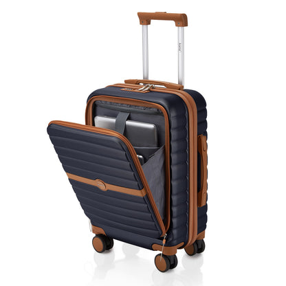 Kono ABS+PC Striped Design with Colour-Block Details Suitcase