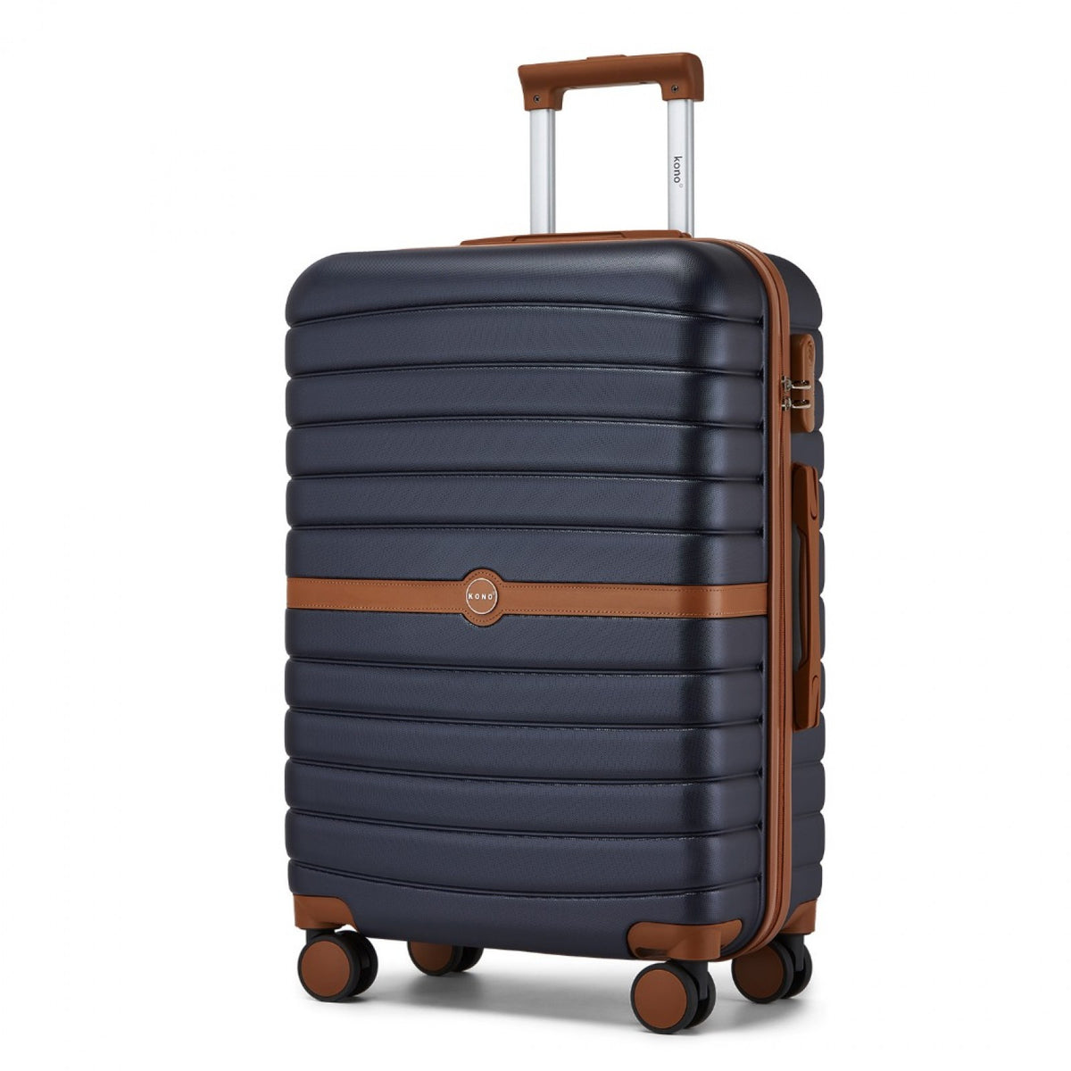 Kono ABS+PC Striped Design with Colour-Block Details Suitcase