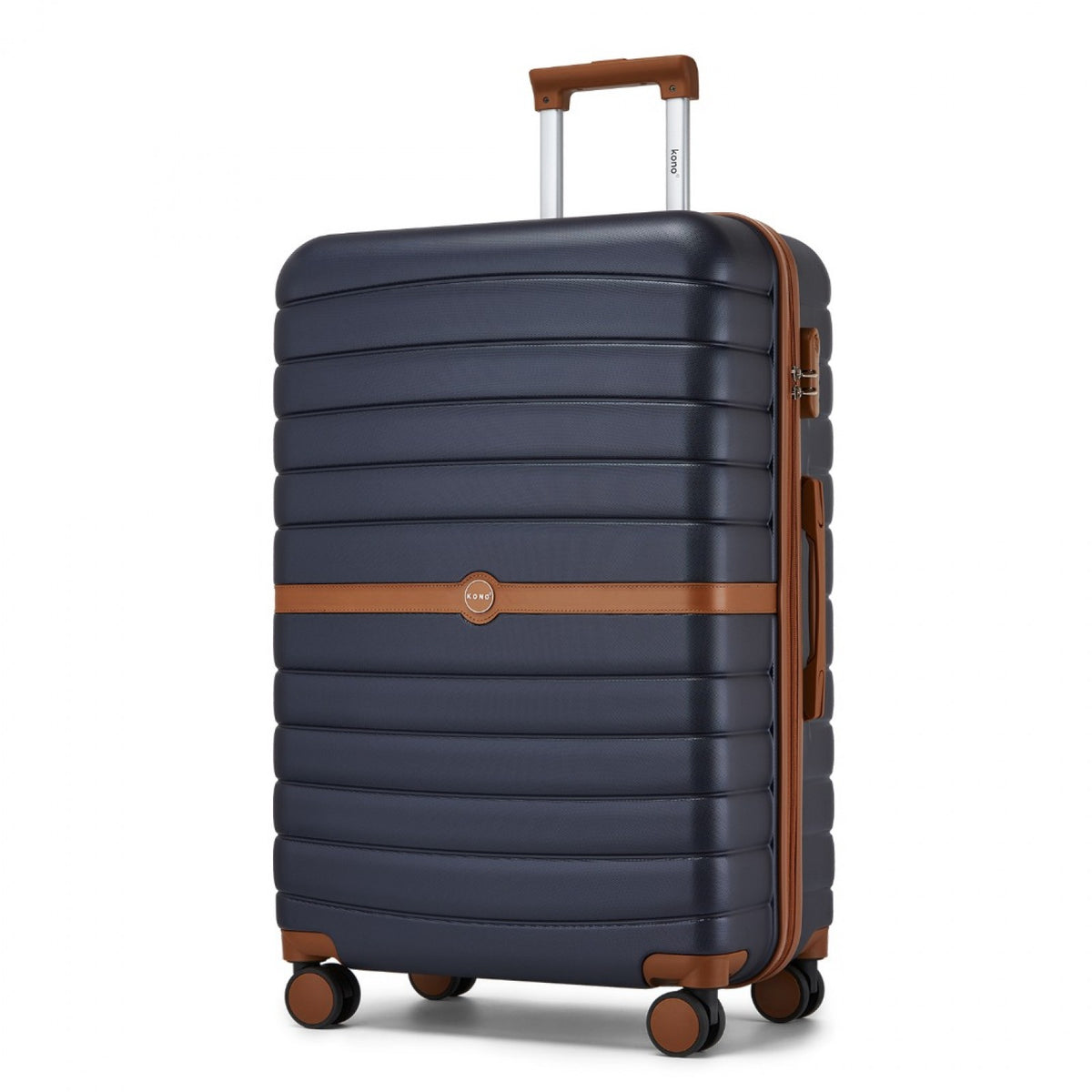 Kono ABS+PC Striped Design with Colour-Block Details Suitcase