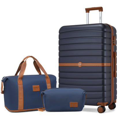 Kono ABS+PC Hard Shell Suitcase with Travel Bag & Toiletry Pouch