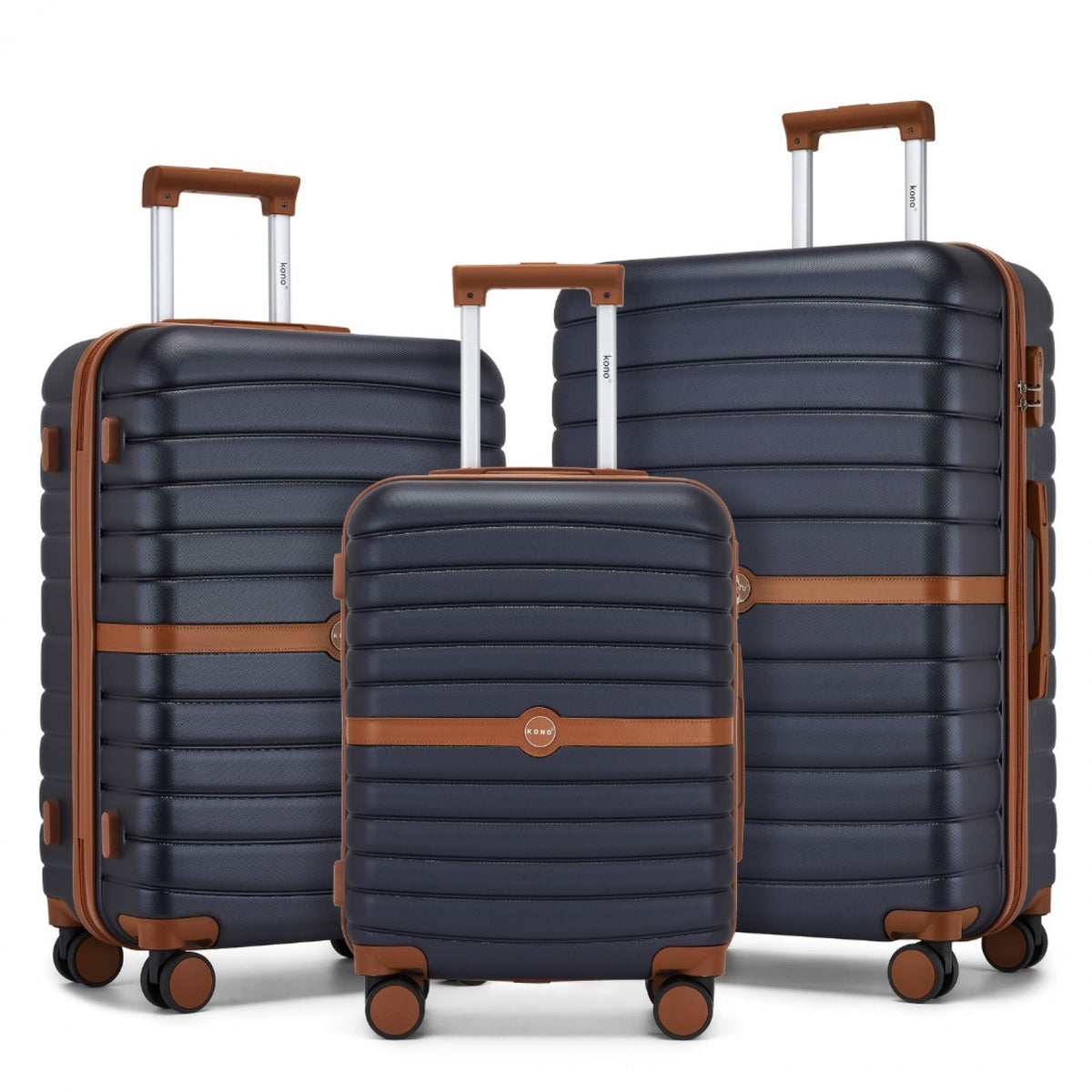 Kono ABS+PC Striped Design with Colour-Block Details Suitcase