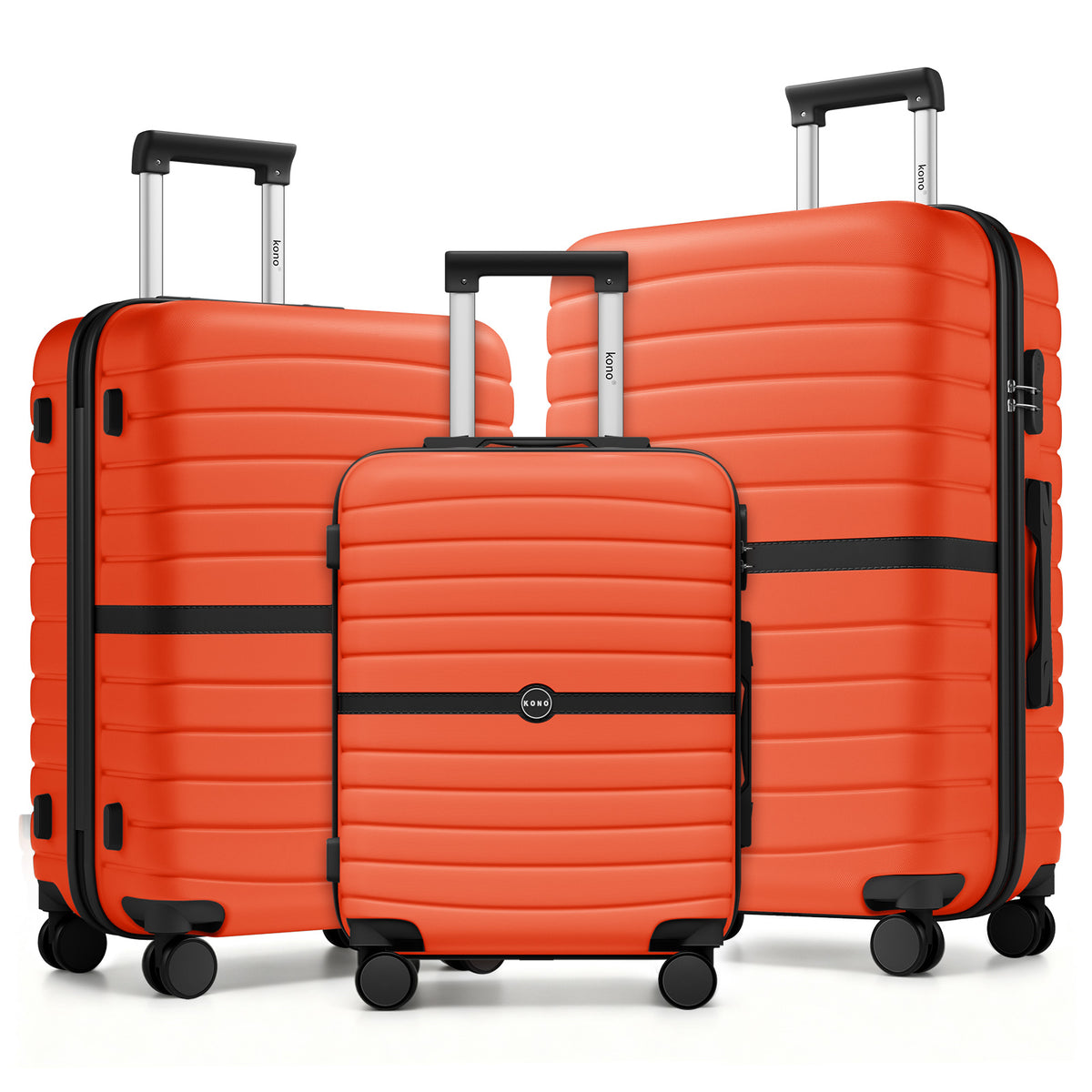 Kono ABS+PC Striped Design with Colour-Block Details Suitcase