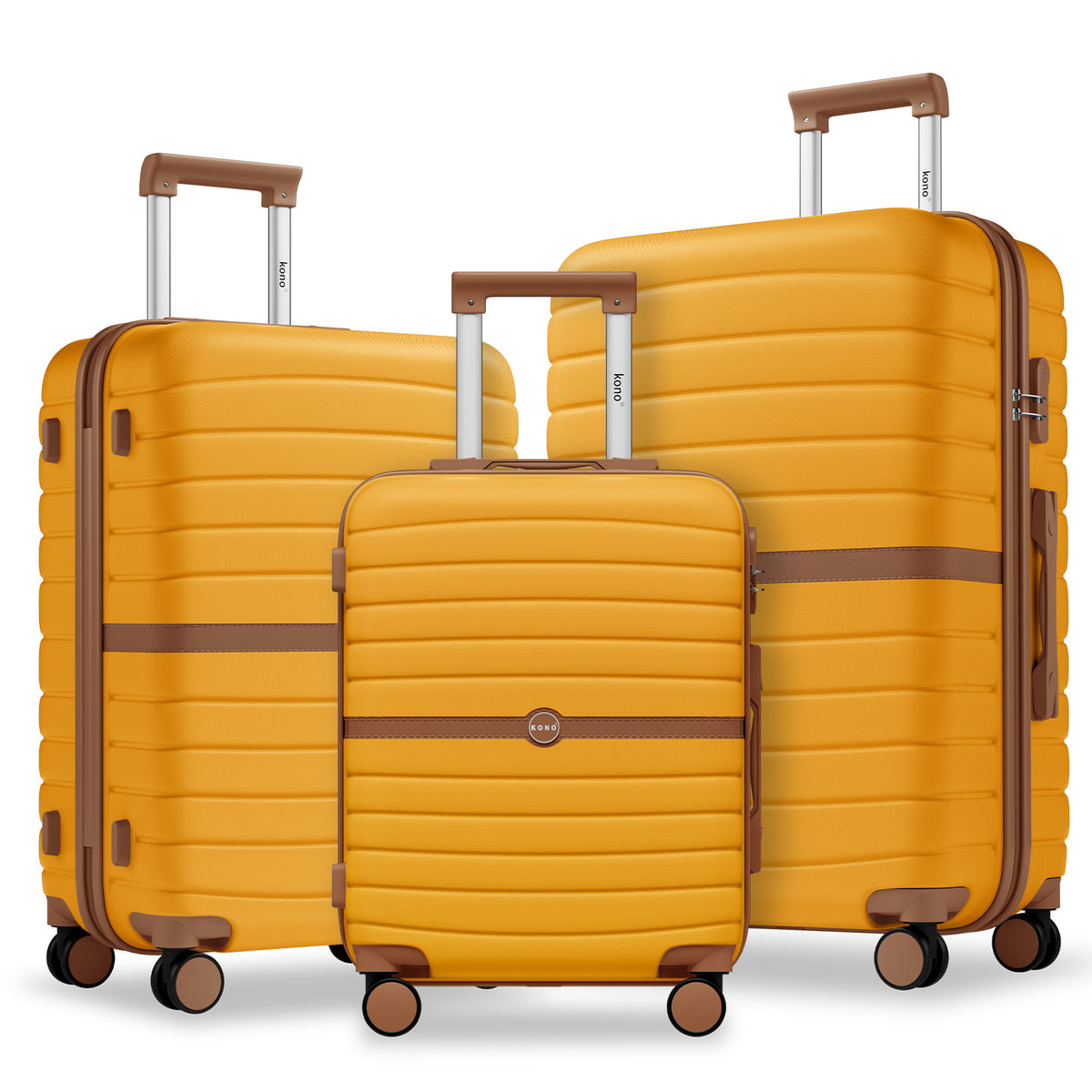 Kono ABS+PC Striped Design with Colour-Block Details Suitcase