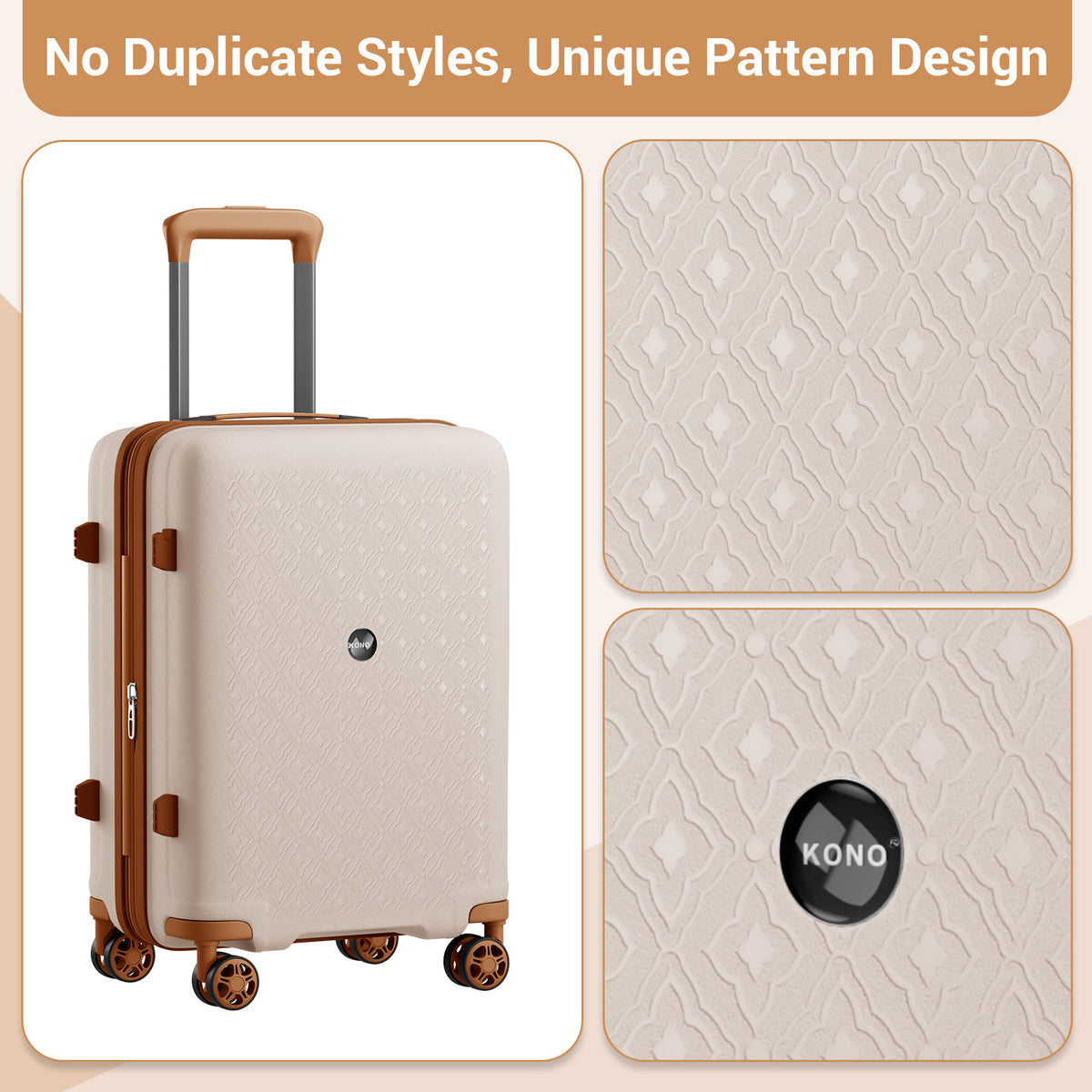 Kono PP Hard Shell Expandable Luggage-Lightweight Suitcase