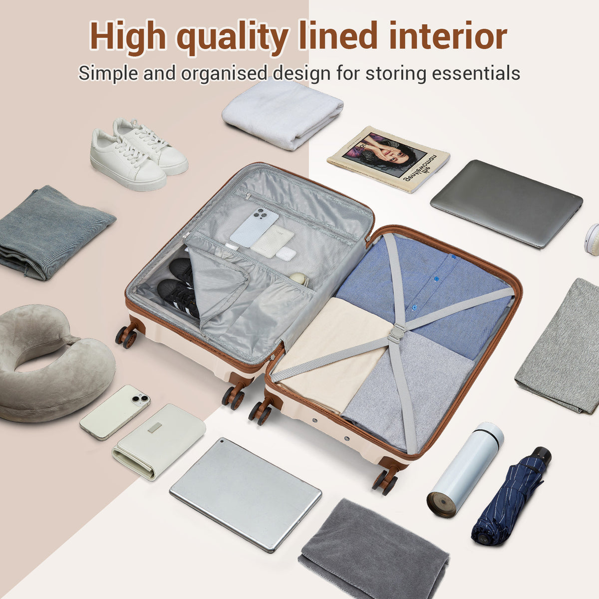 Kono PP Hard Shell Expandable Luggage-Lightweight Suitcase