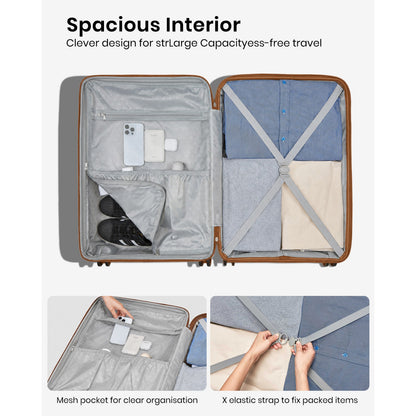 Kono Hard Shell Scratch-Resistant PP Luggage with Cup Holder