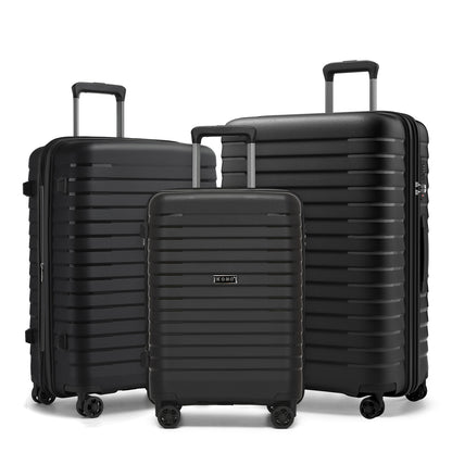 Kono Hard Shell Scratch-Resistant PP Luggage with Cup Holder