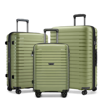 Kono Hard Shell Scratch-Resistant PP Luggage with Cup Holder