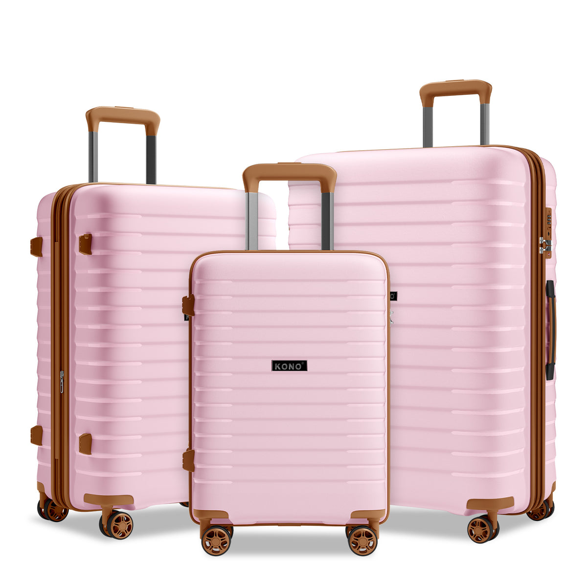 Kono Hard Shell Scratch-Resistant PP Luggage with Cup Holder