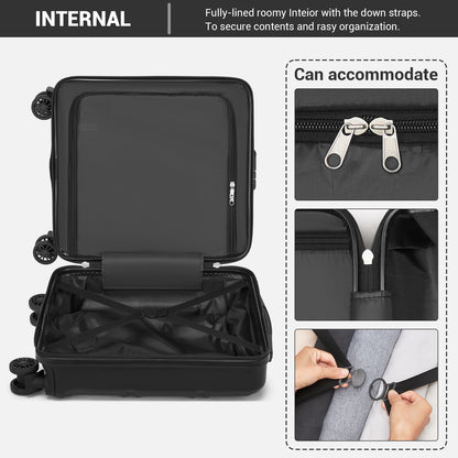 Kono ABS Hard Shell Under-Seat Cabin Suitcase with Spinner Wheels