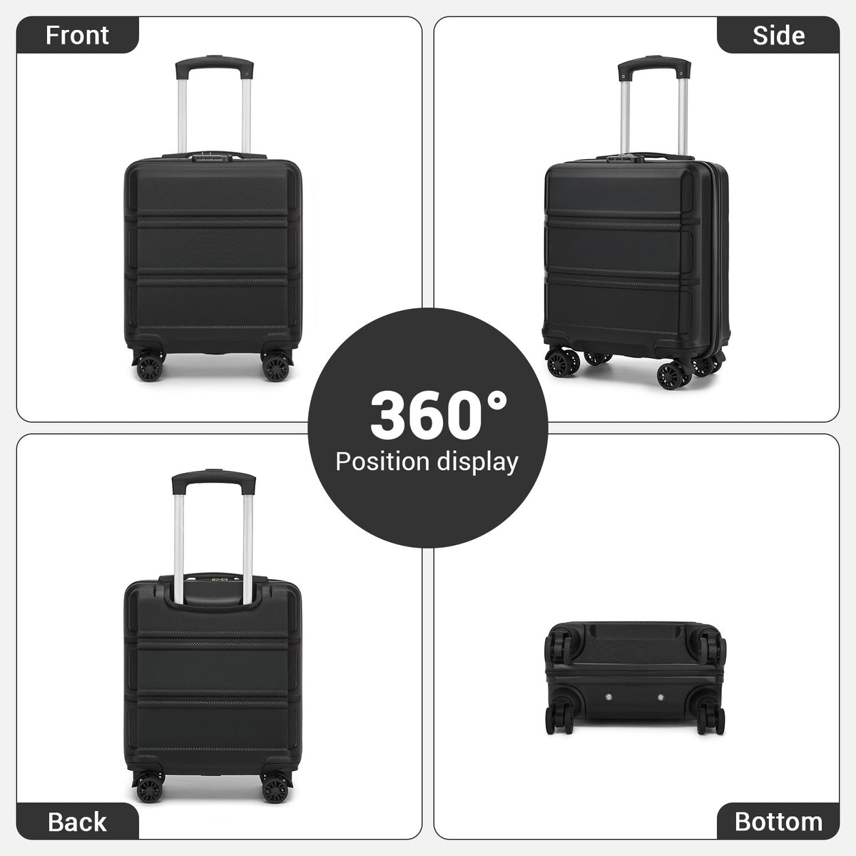 Kono ABS Hard Shell Under-Seat Cabin Suitcase with Spinner Wheels