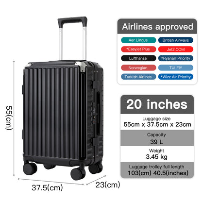 Kono Zipperless Aluminium Frame PC Hard Shell Suitcase– Smart Lock