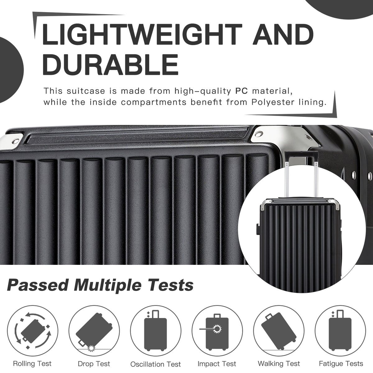 Kono Zipperless Aluminium Frame PC Hard Shell Suitcase– Smart Lock