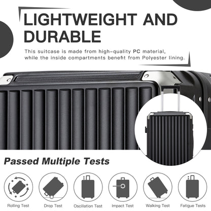 Kono Zipperless Aluminium Frame PC Hard Shell Suitcase– Smart Lock