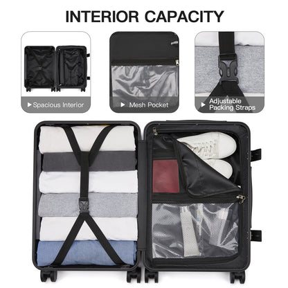 Kono Zipperless Aluminium Frame PC Hard Shell Suitcase– Smart Lock