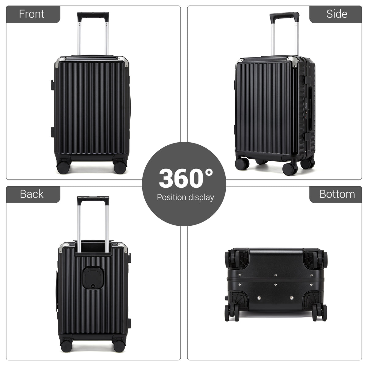 Kono Zipperless Aluminium Frame PC Hard Shell Suitcase– Smart Lock