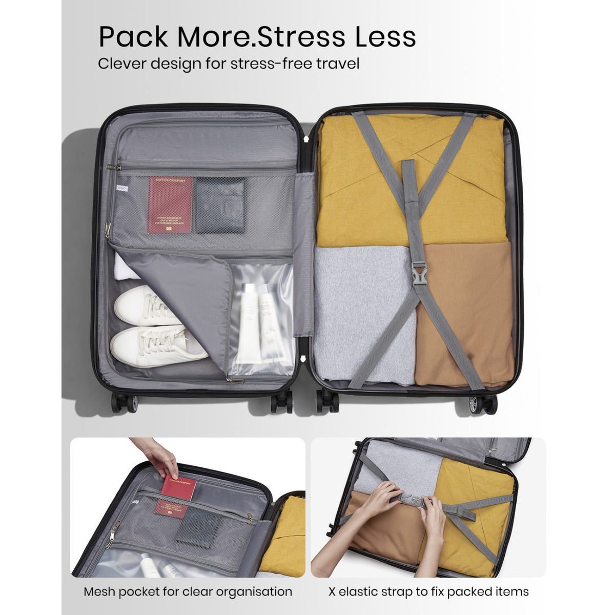Kono PC Hard Shell Suitcase, Luggage