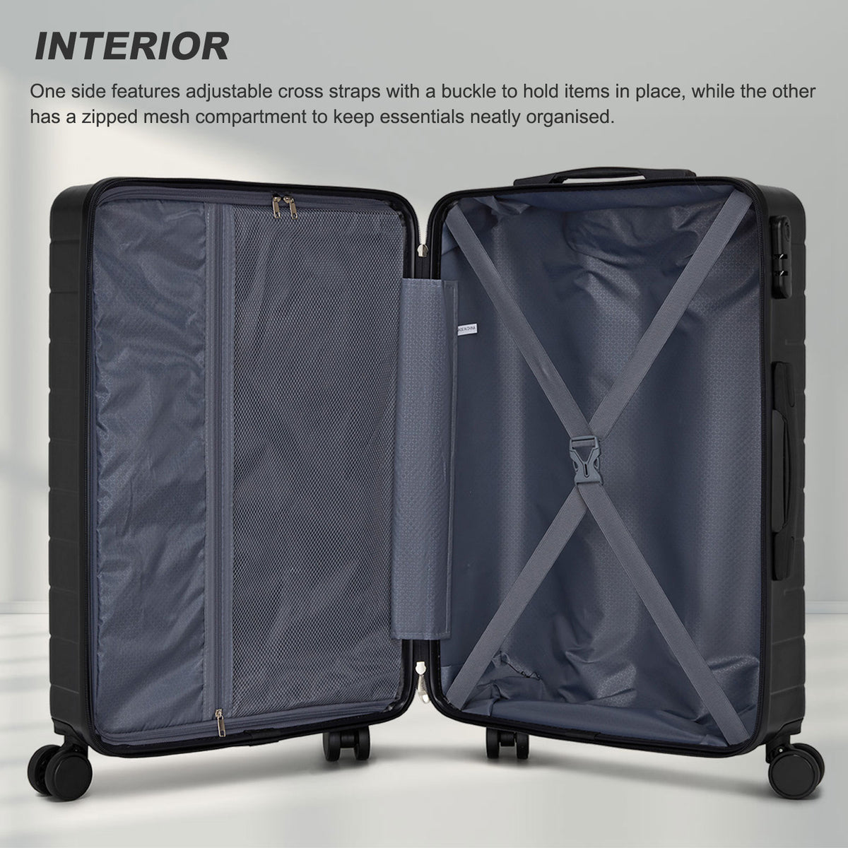 Kono Luggage, Lightweight ABS Hard Shell Suitcase with 360 Silent Wheels