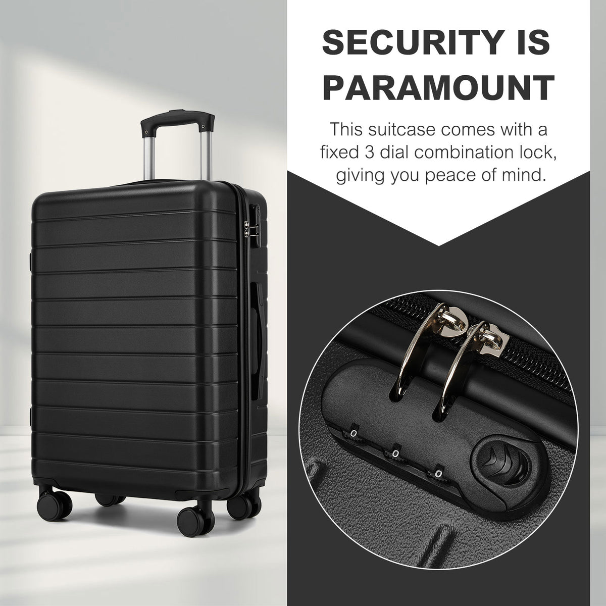 Kono Luggage, Lightweight ABS Hard Shell Suitcase with 360 Silent Wheels