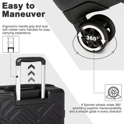 Supercase Sleek Geometric Pattern Hard Shell ABS+PC Suitcase