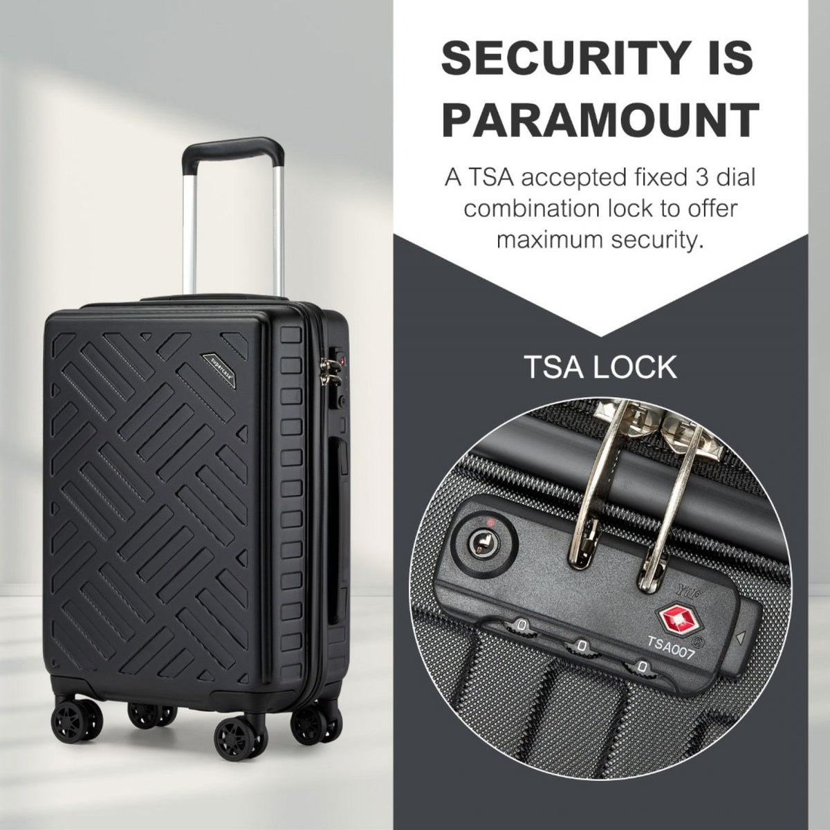 Supercase Sleek Geometric Pattern Hard Shell ABS+PC Suitcase
