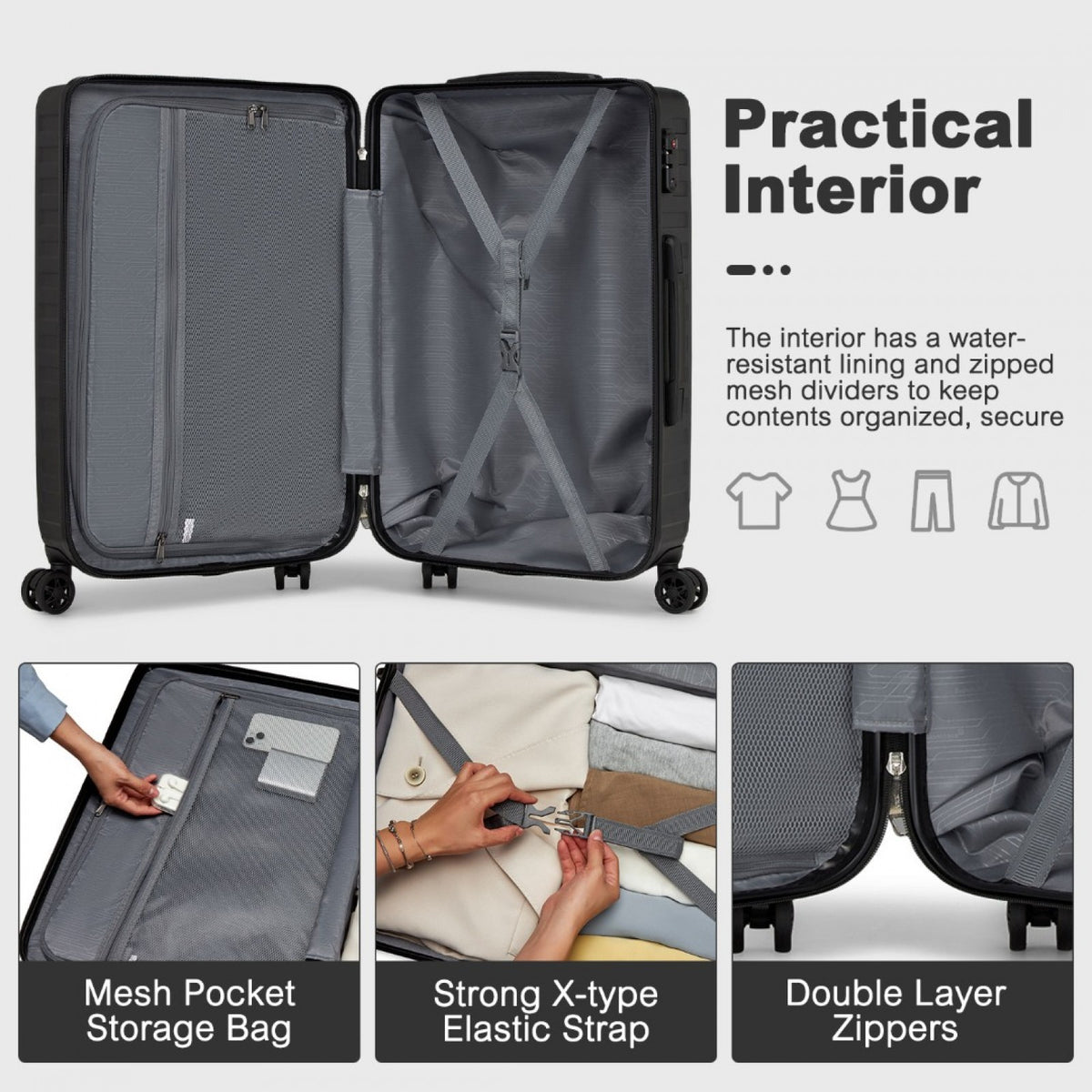 Supercase Sleek Geometric Pattern Hard Shell ABS+PC Suitcase