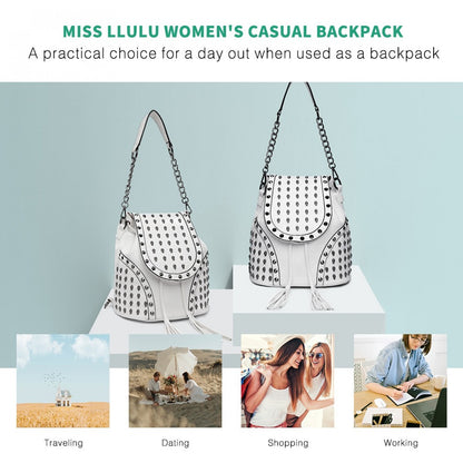 Miss Lulu Skull Studded Backpack Shoulder Bag