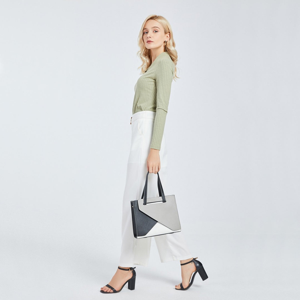 Miss Lulu Contrast Panel Shoulder Bag