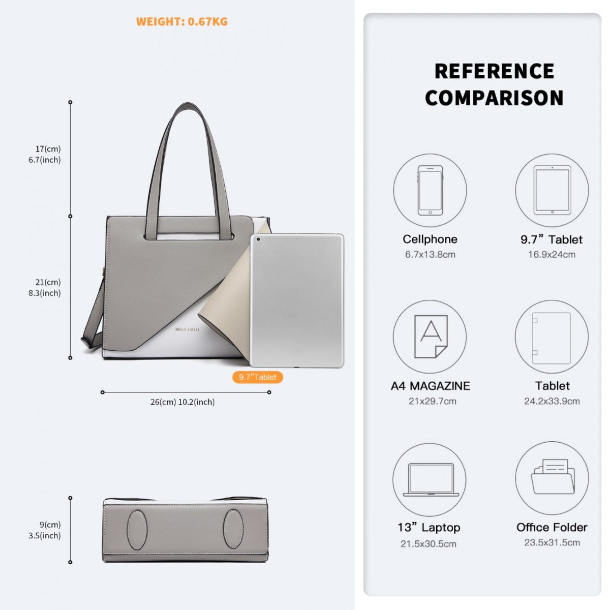 Miss Lulu Contrast Panel Shoulder Bag