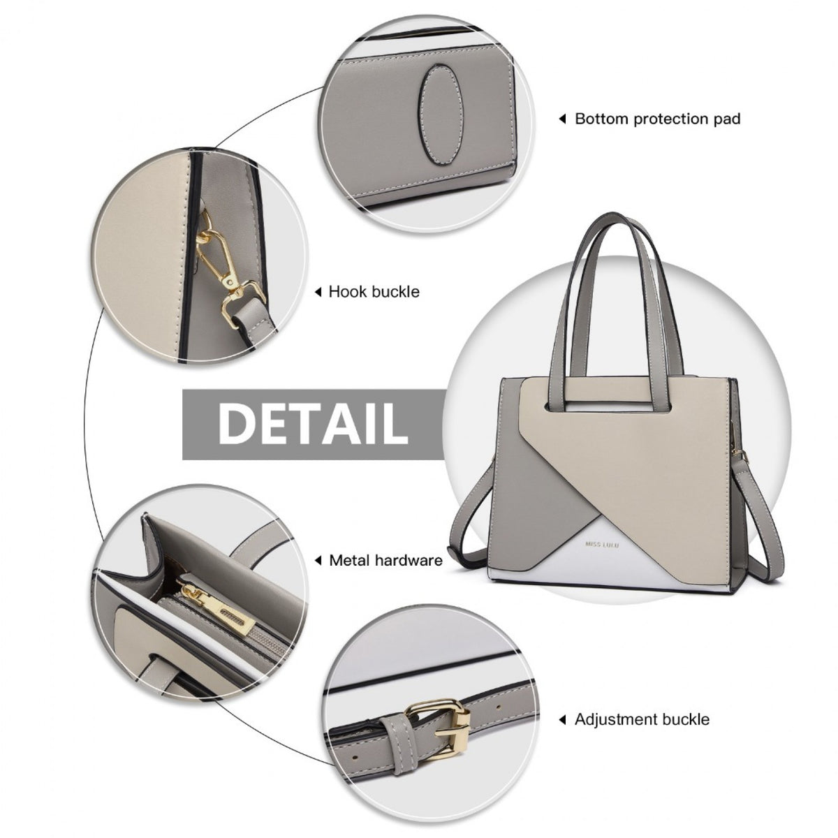Miss Lulu Contrast Panel Shoulder Bag