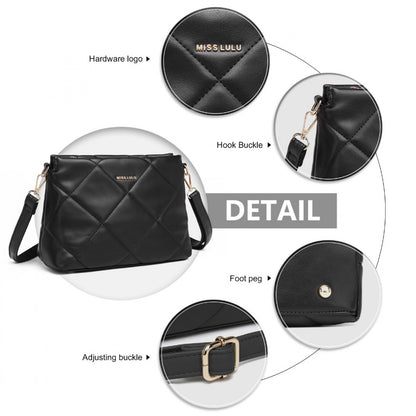 Miss Lulu PU Leather Rhombus Shoulder Bag