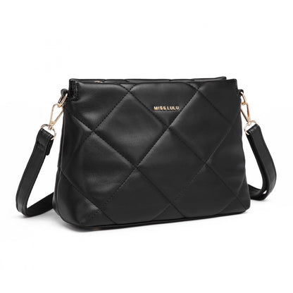 Miss Lulu PU Leather Rhombus Shoulder Bag