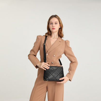 Miss Lulu PU Leather Rhombus Shoulder Bag