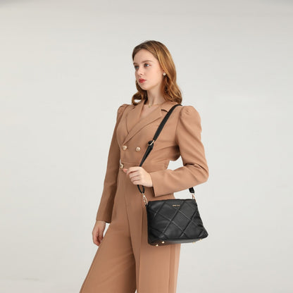 Miss Lulu PU Leather Rhombus Shoulder Bag