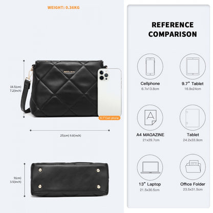 Miss Lulu PU Leather Rhombus Shoulder Bag