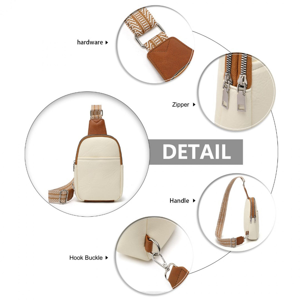 Miss Lulu Convertible PU Leather Multi-Wear Chest Bag
