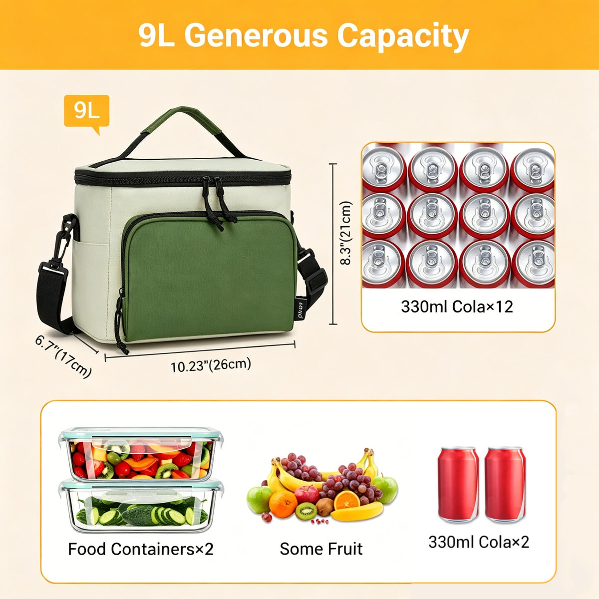 Kono Insulated Lunch Bag-Water-Resistant 4-Layer Food Container, Leak-Proof